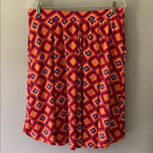 LuLaRoe XL Madison skirt orange blue NWOT